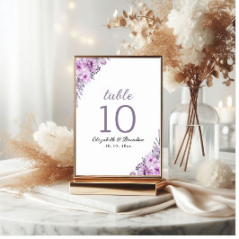 Elegant Purple Floral Wedding Party Bordsnummer