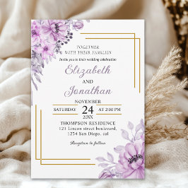 Elegant Purple Floral Wedding Suite Inbjudningar