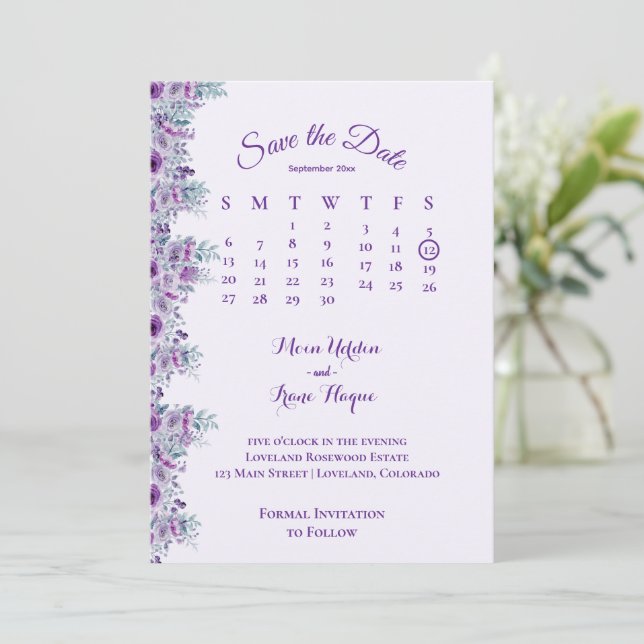 Elegant purple flower  spara datumet (Stående Fram)