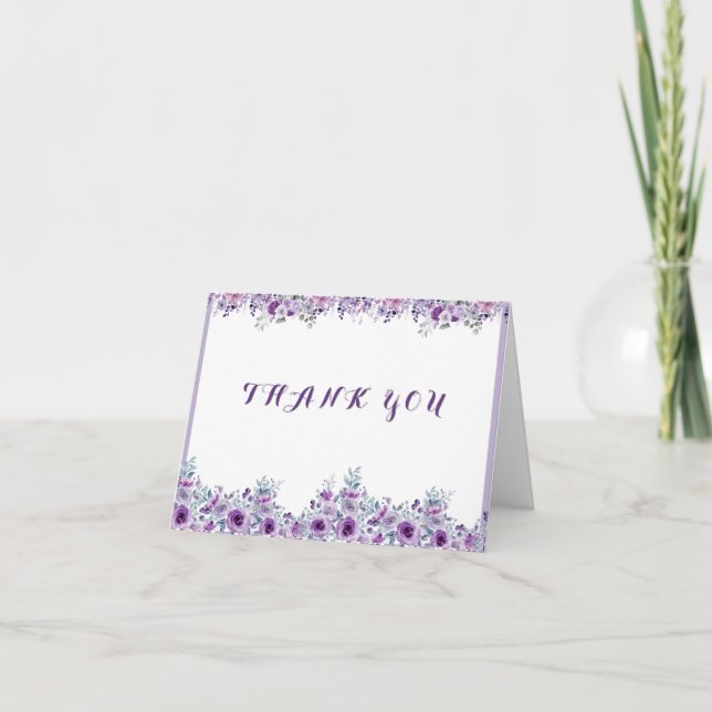 Elegant purple flower tack kort (Framsida)