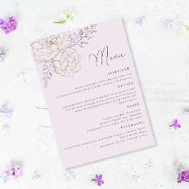 Elegant Purple Gold Floral Wedding Meny