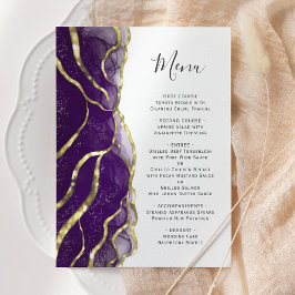 Elegant Purple Gold Ink Wedding Menu Meny