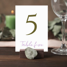 Elegant Purple & Green Wedding Table Number Sign