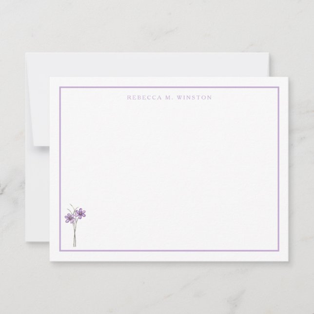 Elegant Purple Greenery Personalized  Anteckningskort (Framsida)