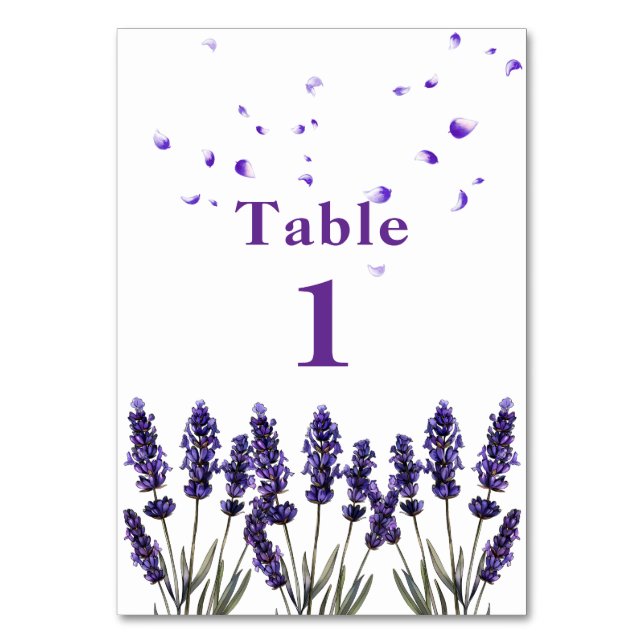 Elegant Purple Lavender Floral Wedding  Bordsnummer (Framsidan)
