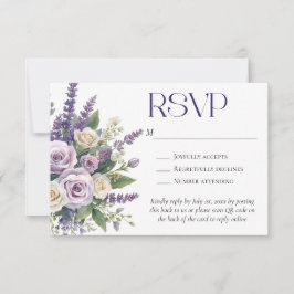 Elegant Purple Lavender Roses Wedding QR Code OSA Kort