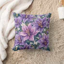 Elegant Purple Lily Floral Oil Painting Kudde