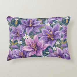 Elegant Purple Lily Floral Oil Painting Prydnadskudde
