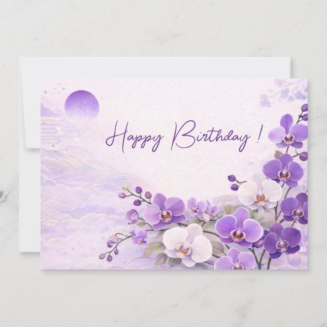 Elegant Purple Orchid Birthday Card Julkort (Framsida)