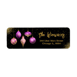 Elegant Purple Ornament Christmas Returadress Etikett