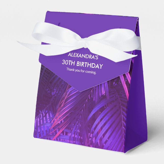 Elegant Purple Palm Leaf Favor Box Presentaskar (Framsidan Sidan)