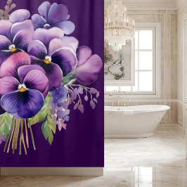 Elegant Purple Pansy Shower Curtain