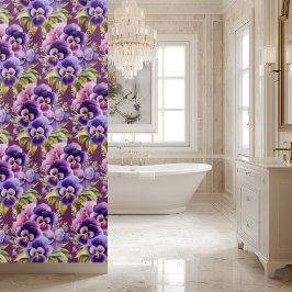 Elegant Purple Pansy Shower Curtain