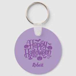 Elegant purple Personalized name Halloween Nyckelring
