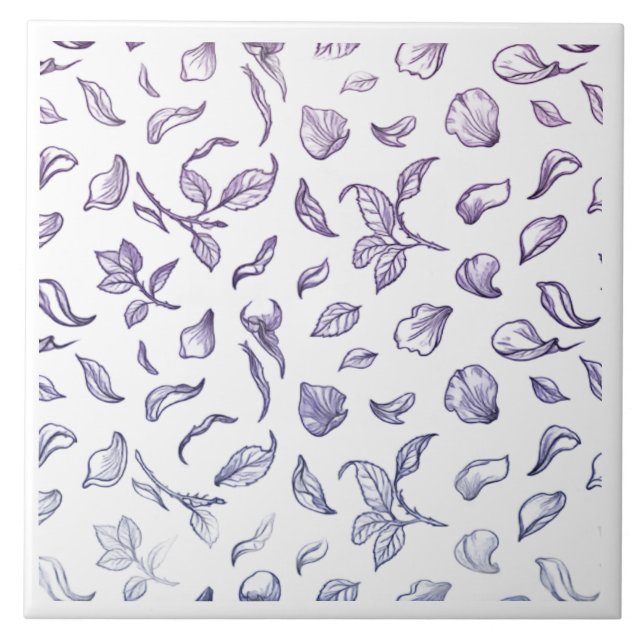 Elegant Purple Rose Petal Pattern Ceramic Tile -  Kakelplatta (Framsidan)