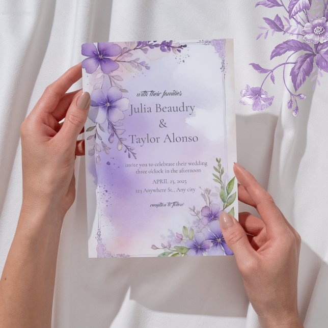 Elegant Purple Rose Wedding Invite Inbjudningar (Skapare uppladdad)