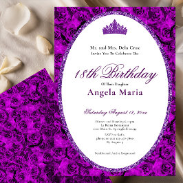 Elegant Purple Roses Floral 18th Birthday Debut Inbjudningar