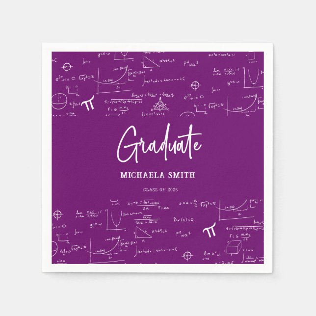 Elegant Purple Script Math Graduate Pappersservett (Framsidan)