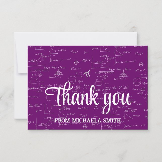 Elegant Purple Script Mathematics Graduation Thank Tack Kort (Framsida)