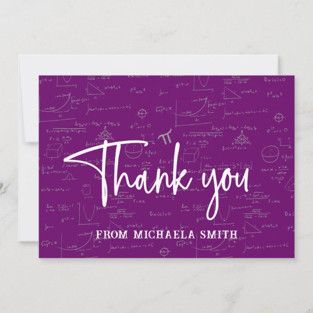 Elegant Purple Script Typography Math Graduation Tack Kort (Framsida)