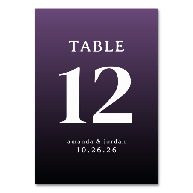 Elegant Purple Table Number Bordsnummer (Framsidan)