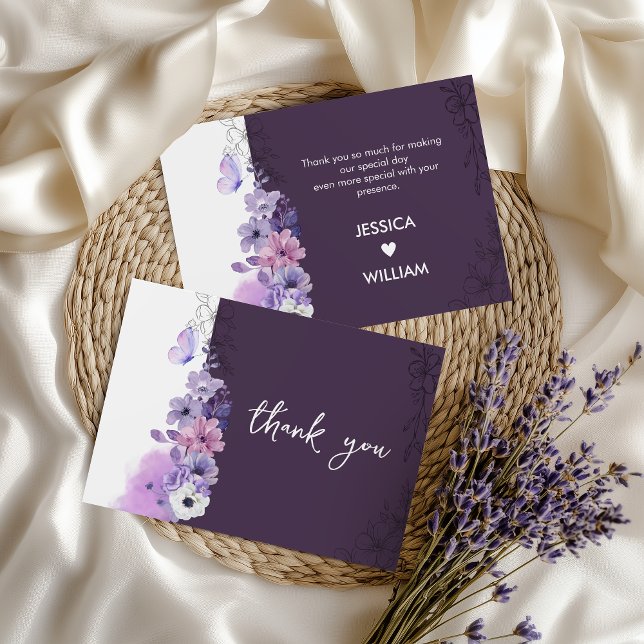 Elegant Purple Thank You Note Tack Kort (Skapare uppladdad)