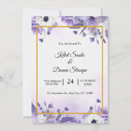 Elegant Purple Watercolor wedding Inbjudningar