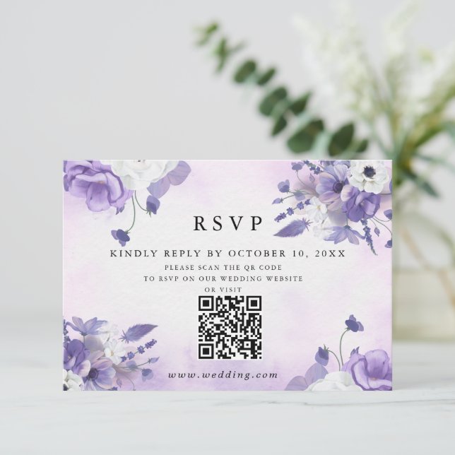 Elegant Purple Watercolor wedding OSA Kort (Stående Fram)