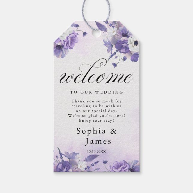 Elegant Purple Watercolor wedding Presentetikett (Framsidan)