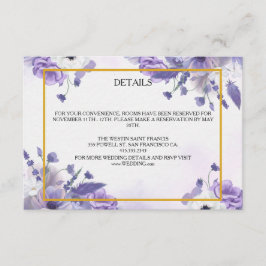 Elegant Purple Watercolor wedding Tilläggskort