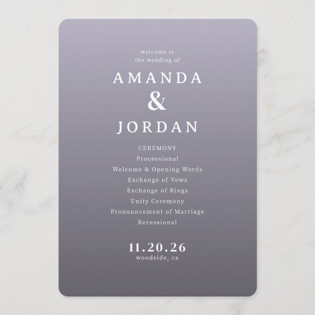 Elegant Purple Wedding Ceremony Template Program (Framsida)
