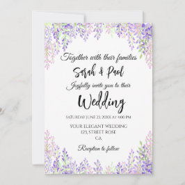 Elegant purple wisteria flower Wedding Inbjudningar