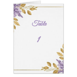 👉 Elegant Purple Wisteria Gold Floral Folded Tabl Hälsningskort