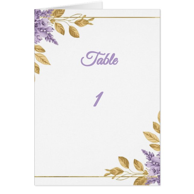 👉 Elegant Purple Wisteria Gold Floral Folded Tabl Hälsningskort (Framsidan)