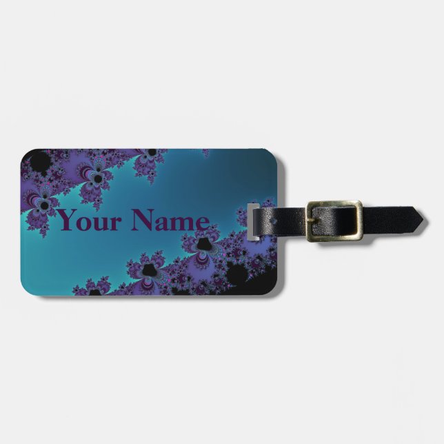 Elegant purpurfärgad Cyan Fractalsamling Bagagebricka (Horisontell Framsida)