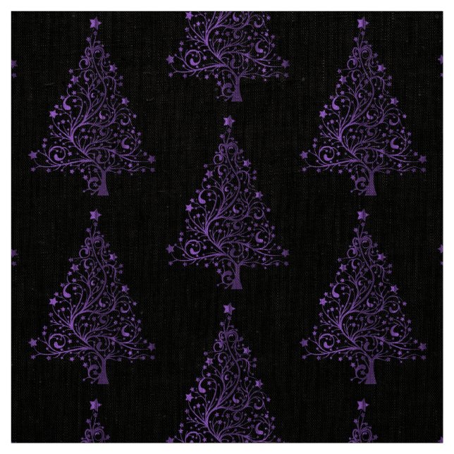 Elegant purpurfärgad julgranmönstersäsong tyg (Provkarta)