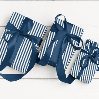 Elegant Pussian Blue and White Thin Stripe Presentpapper