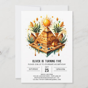 Elegant Pyramids Chic Egypten Birthday Inbjudningar