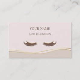 Elegant QR code Beige and Gold Lash Technician Visitkort