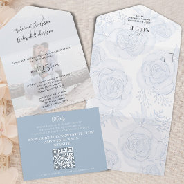 Elegant QR Code Blommigt OSA Online Dusty Blue