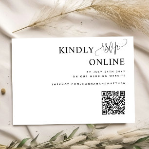 Elegant QR Code Bröllop OSA Online, Script, Kraft Tilläggskort