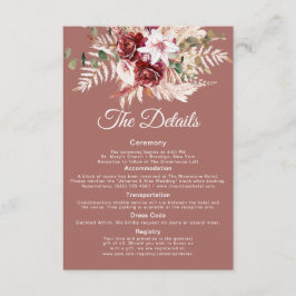 Elegant QR Code Wedding Info Card | Dusty Rosewood Tilläggskort