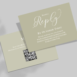 Elegant QR Kalligraphy OSA Sage Grönt Tilläggskort