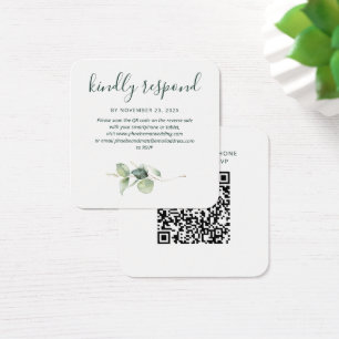 Elegant QR-kod Eukalyptus RSVP bifogad kort