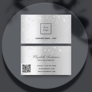 elegant QR-kod för logotypen silver metall glitter Visitkort