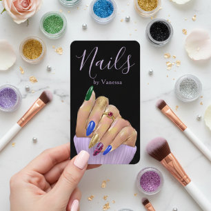 Elegant QR-kod för nageltekniker Lyx Salon Visitkort
