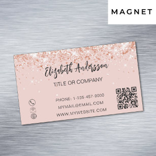 elegant QR-kod för ro guld glitter Magnetiska Visitkort