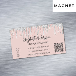 elegant QR-kod för Ro guld silver glitter Magnetiska Visitkort