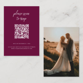 Elegant QR-kod Foto Burgundy-Bröllop OSA Tilläggskort