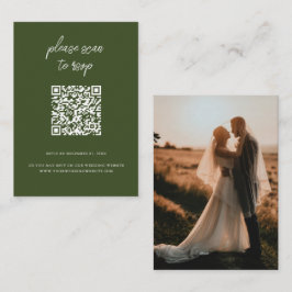 Elegant QR-kod Foto Olivgrön Bröllops-RSVP Tilläggskort